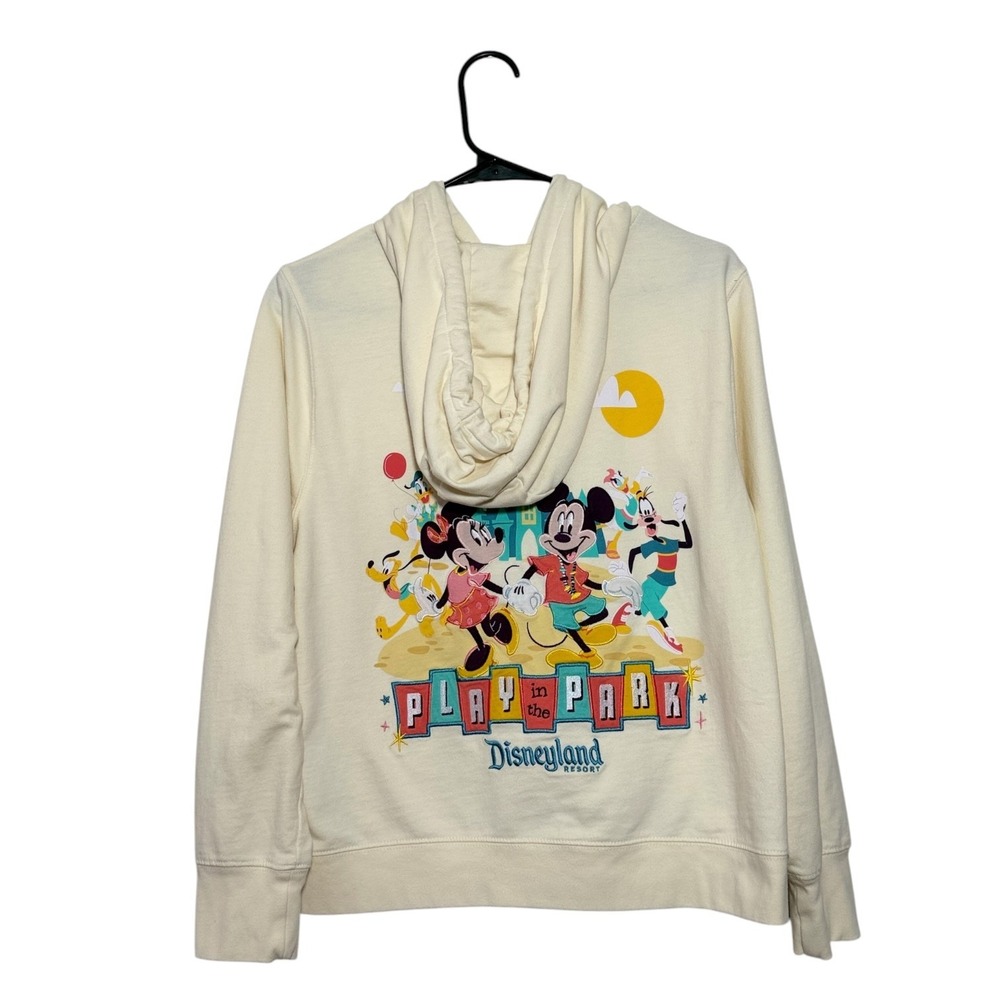 Disney Disneyland Play in the Park Cream Full Zip Hoodie Minnie & Friends Size M